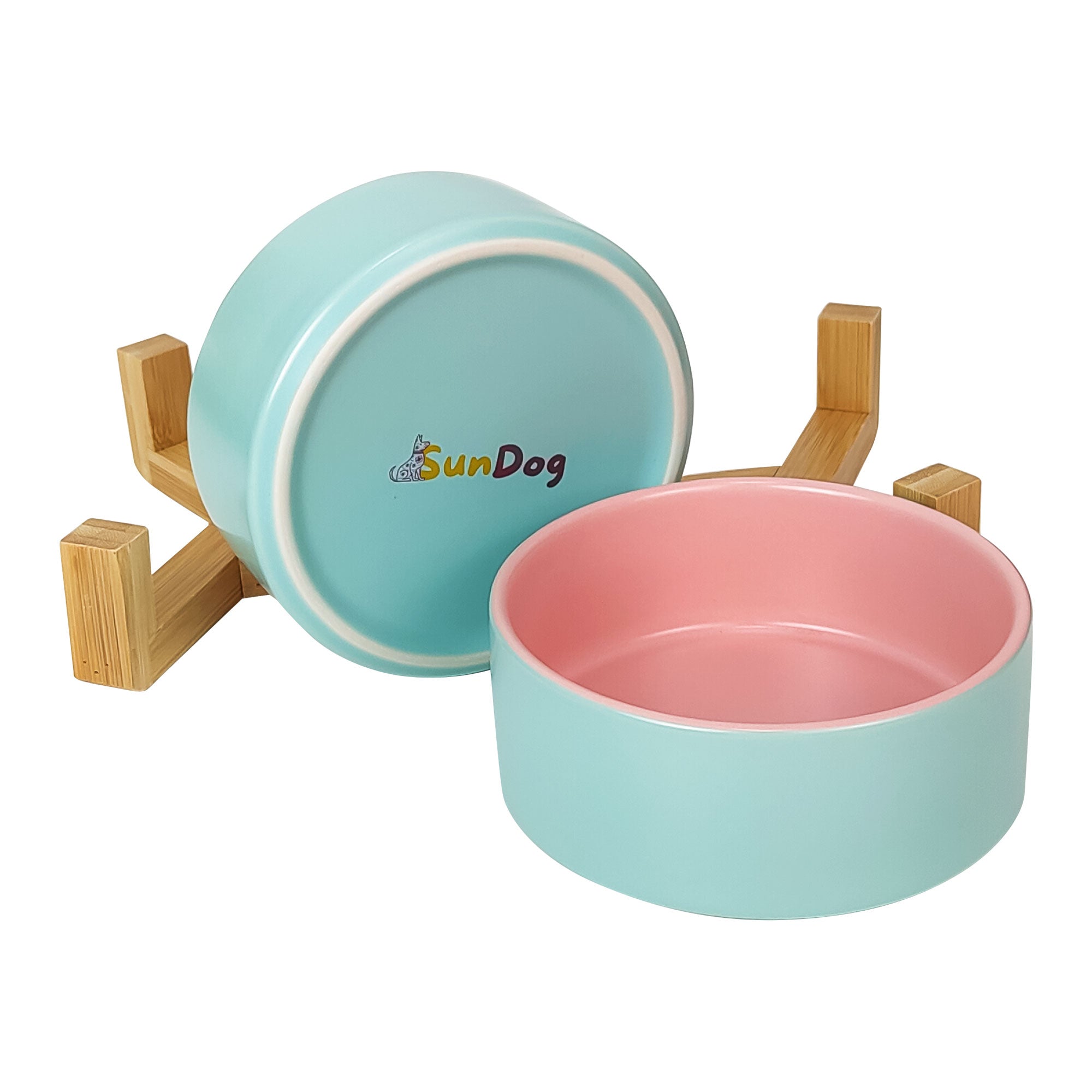 Double Ceramic Bowls with Stand