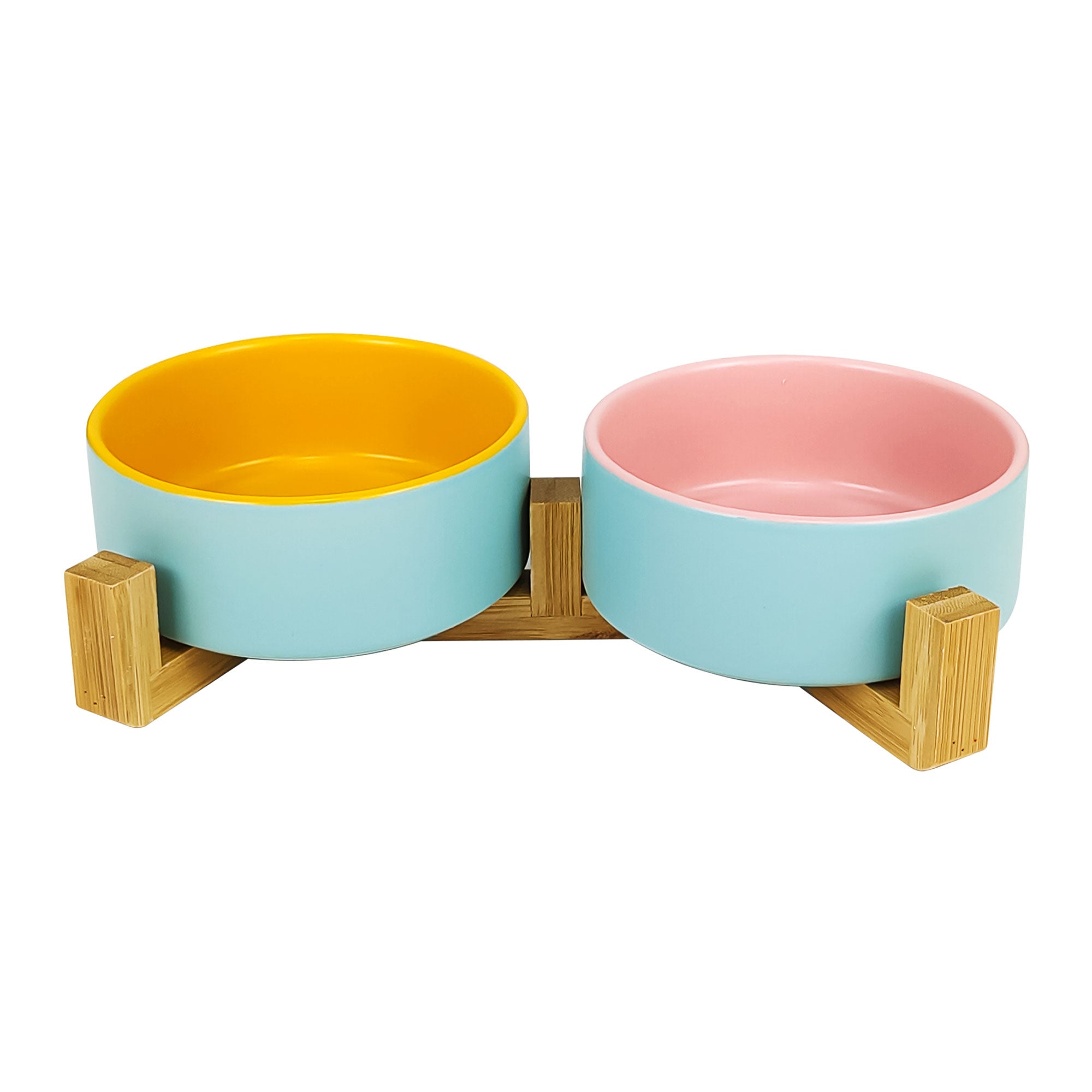 Double Ceramic Bowls with Stand